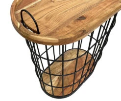 Metal Storage Table With Acacia Lid -Living Room Furniture 810617764 A0 4