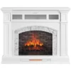 62" White Marble Grand Electric Fireplace Console -Living Room Furniture 810617766 A0 1