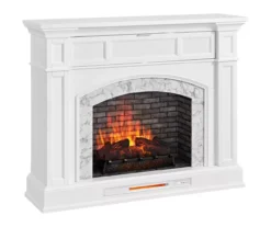 62" White Marble Grand Electric Fireplace Console -Living Room Furniture 810617766 A0 2