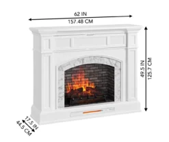 62" White Marble Grand Electric Fireplace Console -Living Room Furniture 810617766 A6