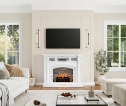 62" White Marble Grand Electric Fireplace Console -Living Room Furniture 810617766 B0 2