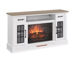 60" White 2-Door Electric Fireplace Console -Living Room Furniture 810618088 A0 2