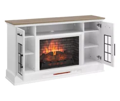 60" White 2-Door Electric Fireplace Console -Living Room Furniture 810618088 A0 3