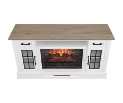 60" White 2-Door Electric Fireplace Console -Living Room Furniture 810618088 A0 4