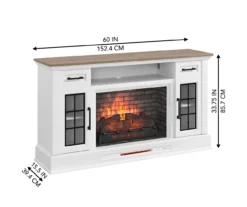 60" White 2-Door Electric Fireplace Console -Living Room Furniture 810618088 A6