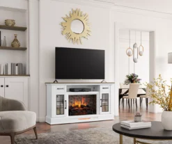 60" White 2-Door Electric Fireplace Console -Living Room Furniture 810618088 B0 3