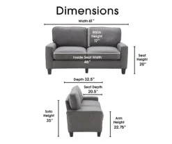 Palisades Gray Loveseat -Living Room Furniture 810659160 A0 5