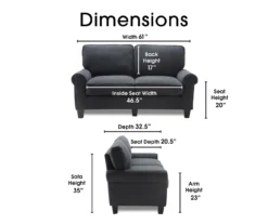 Copenhagen Charcoal Loveseat -Living Room Furniture 810659173 A0 5