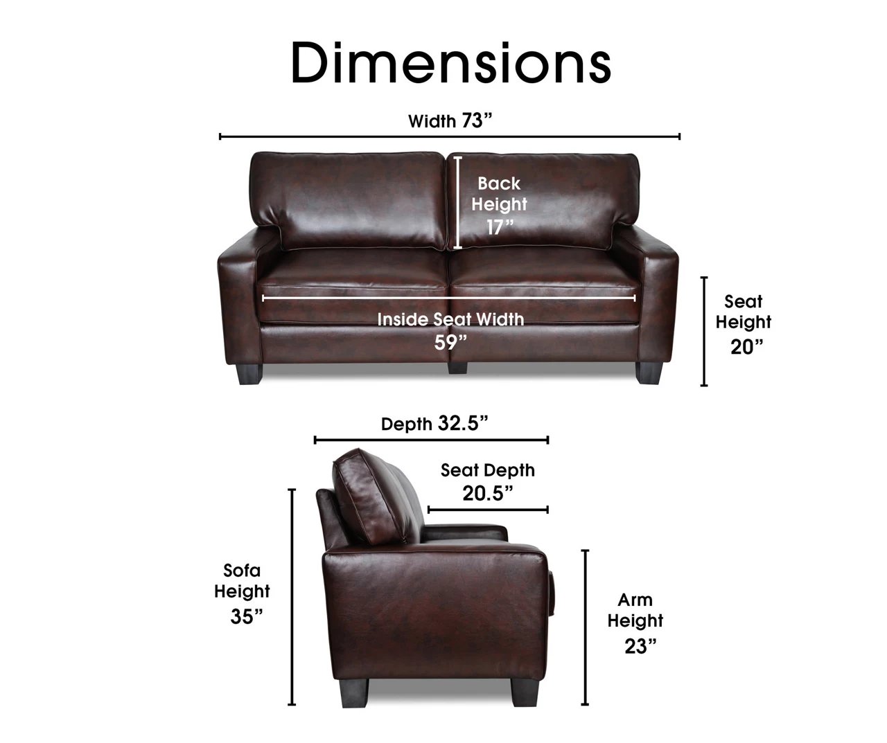 Serta Palisades Chestnut Bonded Leather Sofa 12 Serta Palisades Chestnut Bonded Leather Sofa - Image 10