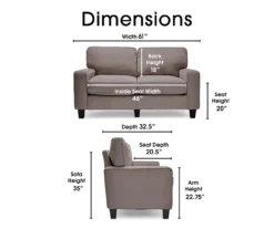 Palisades Glacial Gray Loveseat -Living Room Furniture 810659224 A0 5