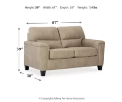 Tishen Pebble Sand Faux Leather Loveseat -Living Room Furniture 810669862 A0 3