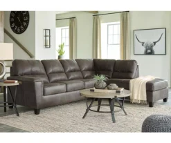 Signature Design By Ashley Navi Smoke Faux Leather Sleeper Sectional With Right-Facing Chaise -Living Room Furniture combo760013 3