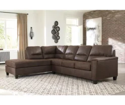 Signature Design By Ashley Navi Chestnut Faux Leather Sleeper Sectional With Left-Facing Chaise -Living Room Furniture combo760016 2
