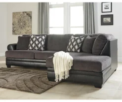 Signature Design By Ashley Kumasi Gray Faux Leather Sectional With Right-Facing Chaise -Living Room Furniture combo870008 1