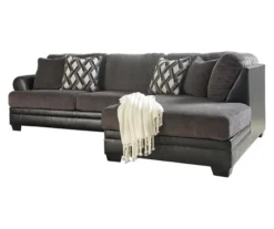 Signature Design By Ashley Kumasi Gray Faux Leather Sectional With Right-Facing Chaise