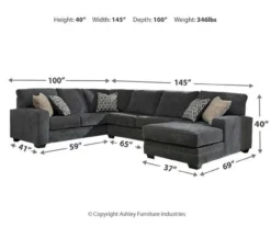 Signature Design By Ashley Tracling Gray 3-Piece Sectional -Living Room Furniture combo910005 2